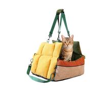 Small Dog Car Seat, Soft Portable 2-in-1 Pet Cushion & Carrier with Side Pockets and Seatbelt, Comfortable Travel Bed for Cats Puppies Truck SUV Front Back Seat Commute Shopping or Golf Cart