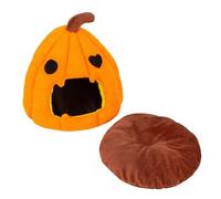 Small Dog Cat Bed, Pumpkin Cat House, Warm Cat Cave with Cushion, Cute Cat Tent Bed, Semi-Enclosed Cat Bed with Cushion, Pumpkin Shaped Cat House, Cozy Cat House Tent, Soft Cat Bed for Small Dogs