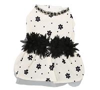 Small Dog Dress | Soft Breathable Princess Pet Dress for Puppies/Cats/Chihuahuas | Floral Dog Clothes for Parties/Holiday/Christmas | Beige & Black (SG)
