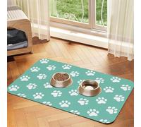 Small Dog Paw Prints On Blue,Waterproof Pet Feeding Mat,PU Leather Placemats for Cat Dog Water Bowl,Food Mats,30x45cm