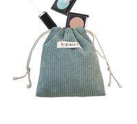 Small Drawstring Makeup Bag, Travel Toiletry Bag Organizer, Corduroy Compact Cosmetic Pouch, Exquisite Drawstring Cute Traveling Purse Bags for Jewelry, Hair Clips, and Glasses, 6.3x5.51 Inches