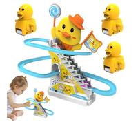 Small Duck Stairs Climb, Electric Track Slide Upstairs Coaster, 10.24x5.91x11.02 Inches Safe & Entertaining, Escalator Figurine for Kids Ages 3+ and Fun Learning Gift to Children
