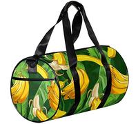 Small Duffel Bag Sports Tote for Yoga,Banana Tropical Leaves,Outdoor Fitness Bags Carry on Bag