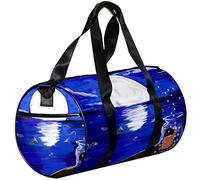 Small Duffel Bag Sports Tote for Yoga,Blue Sea Moon,Outdoor Fitness Bags Carry on Bag