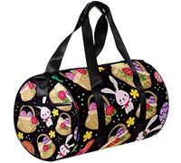 Small Duffel Bag Sports Tote for Yoga,Bunny Easter Eggs Colorful Flowers,Outdoor Fitness Bags Carry on Bag
