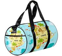 Small Duffel Bag Sports Tote for Yoga,Cartoon Map of Hawaii,Outdoor Fitness Bags Carry on Bag