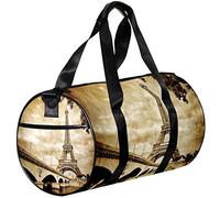 Small Duffel Bag Sports Tote for Yoga,Eiffel Tower and River Bridge,Outdoor Fitness Bags Carry on Bag