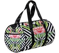 Small Duffel Bag Sports Tote for Yoga,Flamingo Square Stripe Pattern,Outdoor Fitness Bags Carry on Bag