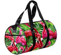Small Duffel Bag Sports Tote for Yoga,Flamingo Tropical Palm Leaf,Outdoor Fitness Bags Carry on Bag