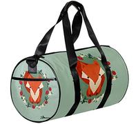 Small Duffel Bag Sports Tote for Yoga,Fox and Flowers,Outdoor Fitness Bags Carry on Bag