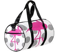 Small Duffel Bag Sports Tote for Yoga,Grey Dots Pink Flamingo,Outdoor Fitness Bags Carry on Bag