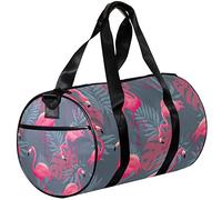 Small Duffel Bag Sports Tote for Yoga,Grey Tropical Pink Flamingo,Outdoor Fitness Bags Carry on Bag