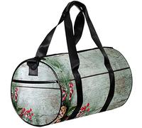 Small Duffel Bag Sports Tote for Yoga,Happy Christmas Wooden Board,Outdoor Fitness Bags Carry on Bag