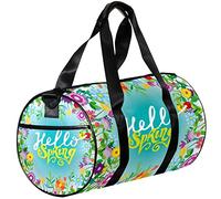 Small Duffel Bag Sports Tote for Yoga,Hello Spring Flower Leaf,Outdoor Fitness Bags Carry on Bag