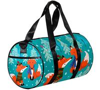 Small Duffel Bag Sports Tote for Yoga,Orange Fox Tree Snowflake,Outdoor Fitness Bags Carry on Bag