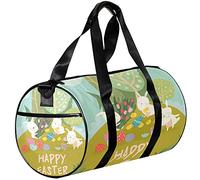 Small Duffel Bag Sports Tote for Yoga,Rabbit Flower Easter Egg Bunny,Outdoor Fitness Bags Carry on Bag