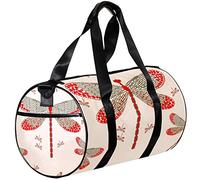 Small Duffel Bag Sports Tote for Yoga,Red Polka Dot Dragonfly,Outdoor Fitness Bags Carry on Bag