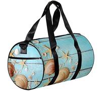 Small Duffel Bag Sports Tote for Yoga,Seashell Starfish and Wooden Board,Outdoor Fitness Bags Carry on Bag