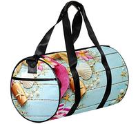 Small Duffel Bag Sports Tote for Yoga,Starfish and Seashell on Board,Outdoor Fitness Bags Carry on Bag
