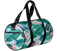 Small Duffel Bag Sports Tote for Yoga,Tropical Leaves Flamingo,Outdoor Fitness Bags Carry on Bag