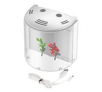 Small Fish Tank, Transparent Desktop Aquarium with Water Pump, Clear Tank Container (For Snails, Crabs, Starfish, Sea Monkeys), Compact Home & Office Decor