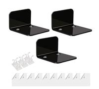 Small Floating Shelf - 3pcs Hanging Shelves with 6 Cable Clips, No-Drill Wall Storage Holder, Space-Saving Design for Bedroom Bathroom Gaming Room Living Office, Durable Lightweight Decorative Organiz