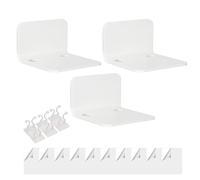 Small Floating Shelf - 3pcs Hanging Shelves with 6 Cable Clips, No-Drill Wall Storage Holder, Space-Saving Design for Bedroom Bathroom Gaming Room Living Office, Durable Lightweight Decorative Organiz