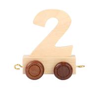 Small Foot 10554 - Tren numérico de 2" de Madera Natural con Cuatro Ruedas pequeñas y Posibilidad de conexión con Otros números