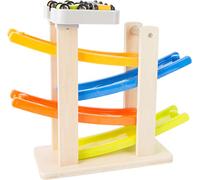 Small Foot 10602 Pista de Pisos de Madera con Cuatro Coches de Carreras de Colores Que Pueden adjuntar estacionamiento