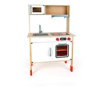 Small Foot 10749 - Gran Almacenamiento de Madera, Incluye Fregadero, vitrocerámica, microondas, Horno y Cocina, con Botones giratorios y Campana extractora