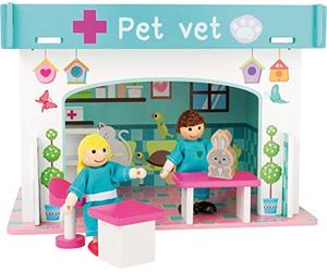 Small Foot 10854 Juego de Animales de Madera del Hospital