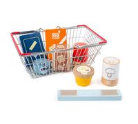 11443 Conjunto de Alimentos en la Cesta de Compra Fresh (Fresco) de Madera Maciza, Small Foot, Juego de Accesorios para la Cocina de los niños y la Tienda del Mercado