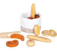 Small Foot-11444 Juego de Cesta de Pan Fresco, de Madera, con Pinza de Hornear, Accesorios para la Cocina Infantil y la Tienda Juguetes, Multicolor, S (11444)