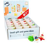 Small Foot 11471 Display Peonzas de Navidad, Madera, Juego de 12 Piezas, Cada una con una Altura de 6 cm, Ø Aprox. 4 cm