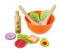 Small Foot-11476 Juego de ensaladas de Madera, Accesorios de Cocina para niños Vegetarianos, Incl. Cuenco, ensaladeras y aderezos Juguetes, Multicolor, Child-Size (11476)