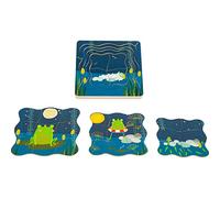 small foot 11539 Puzle El Rey Rana, Madera con Cuatro Capas y Motivos detallados del Desarrollo de una Rana, a Partir de 3 años.