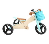 Small Foot 11610 Triciclo - Bicicleta 2 en 1, Color Turquesa, de Madera, con Asiento Ajustable y neumáticos de Goma