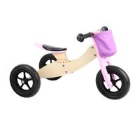 Small Foot 11611 Triciclo - Bicicleta Maxi 2 en 1, Rosa, de Madera, con Asiento Ajustable y neumáticos de Goma