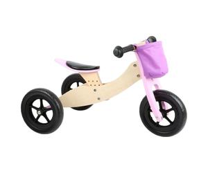 Small Foot 11611 Triciclo - Bicicleta Maxi 2 en 1, Rosa, de Madera, con Asiento Ajustable y neumáticos de Goma