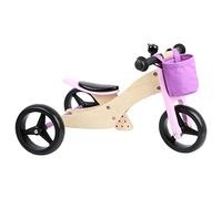 Small Foot 11612 Triciclo - Bicicleta 2 en 1, Rosa, de Madera, con Asiento Ajustable y neumáticos de Goma