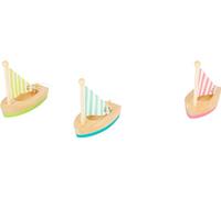 Small Foot 11653 Toy Sailboats, Set of 3 Swimming Toys The Water, Wooden Boats for Kids Aged 2+ Years Juguetes