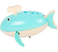Small Foot 11659 Wooden Whale, Wind-up Toy The Water, for Children Aged 24+ Months Aufziehspielzeug Juguetes, Color Azul, Small