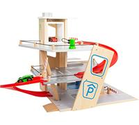 Small Foot 11676 Premium, 3 Levels with ramps, Wooden Car Park for Children, Role-Playing Toy Juguetes, Color Mareas oceánicas, 17 x 14 x 24