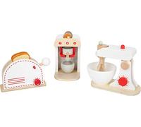 Small Foot 11684 Set Electrodomésticos de Cocina Infantil, 3 Piezas de Madera, a apartir de 3 años.