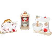 Small Foot 11684 Set Electrodomésticos de Cocina Infantil, 3 Piezas de Madera, a apartir de 3 años.