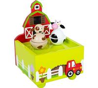 Small Foot Small Foot-11715 Caja de música pequeña Granja, Hecha de Madera con alegres Motivos Animales, a Partir de 3 años. Toys, Color marrón y Blanco (11715)