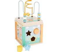 Small Foot 11724 Cubo de motricidad Pastel, Juego de Encajar de maderaen Colores Pastel de Moda, a Partir de 12 Meses.