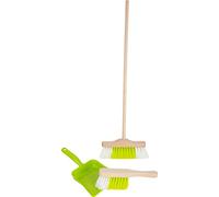 Small Foot 11767 Set de Limpieza con Escoba, Verde, Hecho de Madera y plástico, Juguetes para casa, a Partir de 3 años.