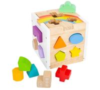 Small Foot Design Cubo enchufable 11777 Arcoíris – 13 piezas de madera, a partir de 12 meses