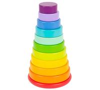 Small Foot Small Foot-11794 Torre de apilamiento Arcoíris para ensartar, Madera, Discos Diferentes tamaños, a Partir de 12 Meses. Arco Iris Toys, Multicolor (11794)